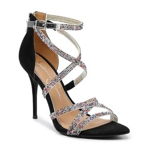 NWOT Jeweled black stilletoes